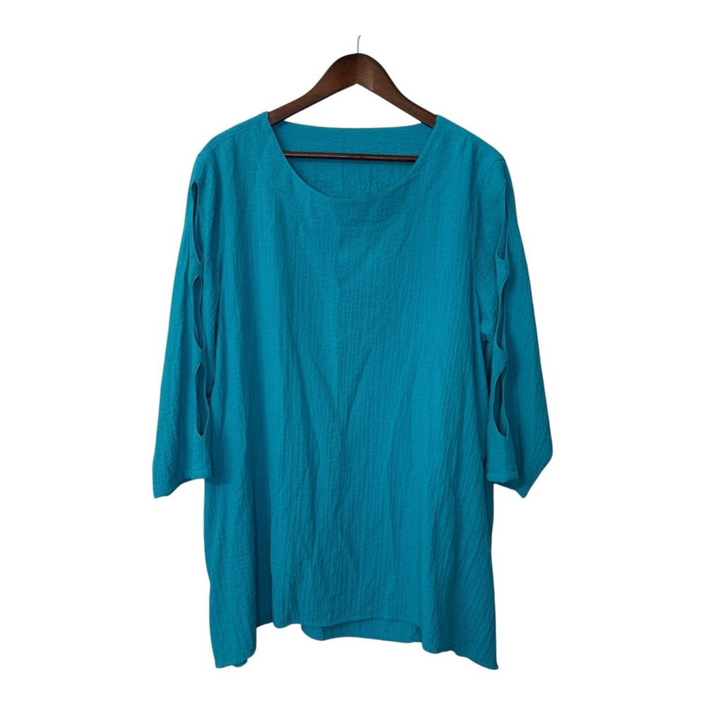 Ali Miles top women's 1X turquoise cut out artsy coastal southwest maximalist